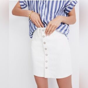 Madewell White Button-Front Denim Mini Skirt